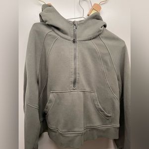 lululemon scuba oversized crop half-zip hoodie scuba in “army green”